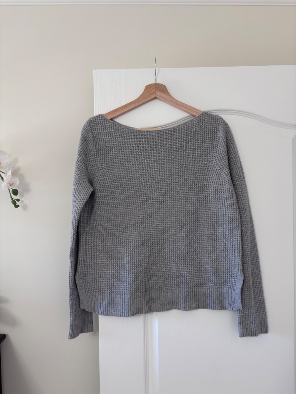 Gap Grey Waffle Knit Wool Blend Sweater Women’s Size Medium
